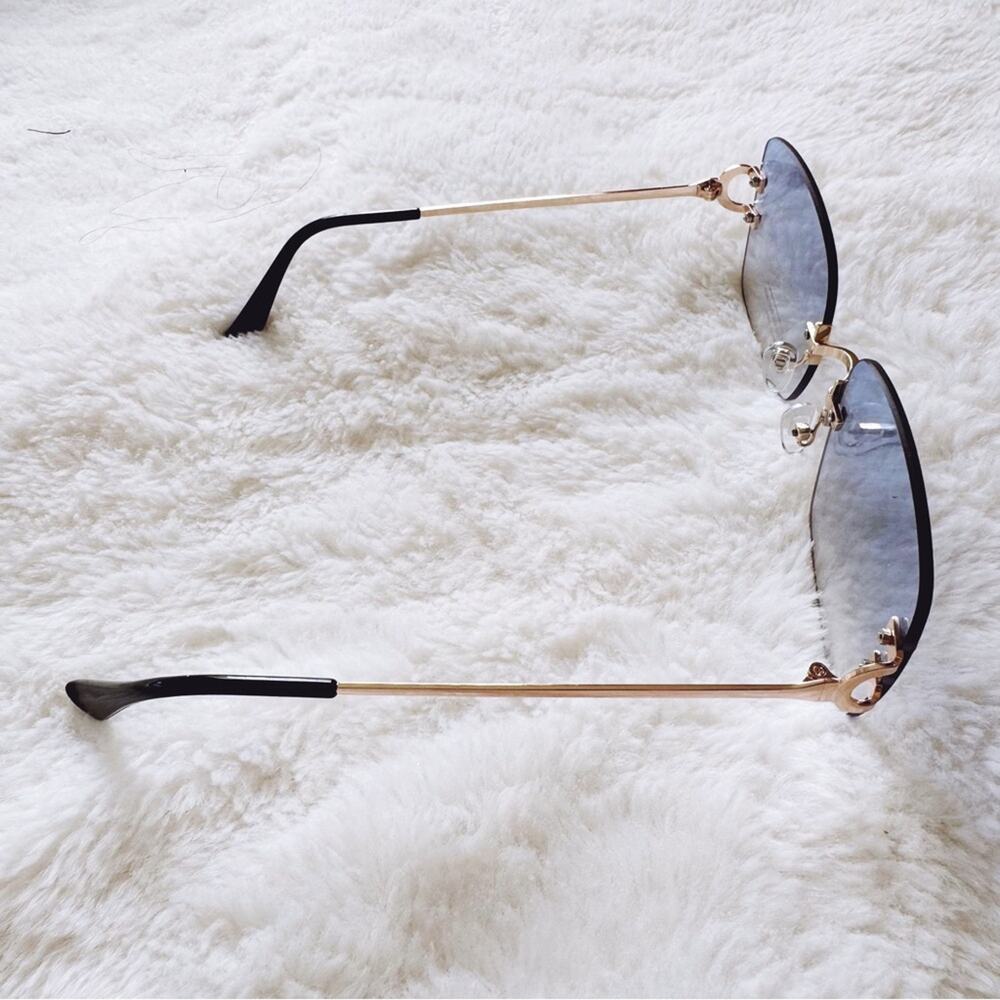 Laurel Clear Blue Rimless Sleek Sunglasses - Picture 7 of 11